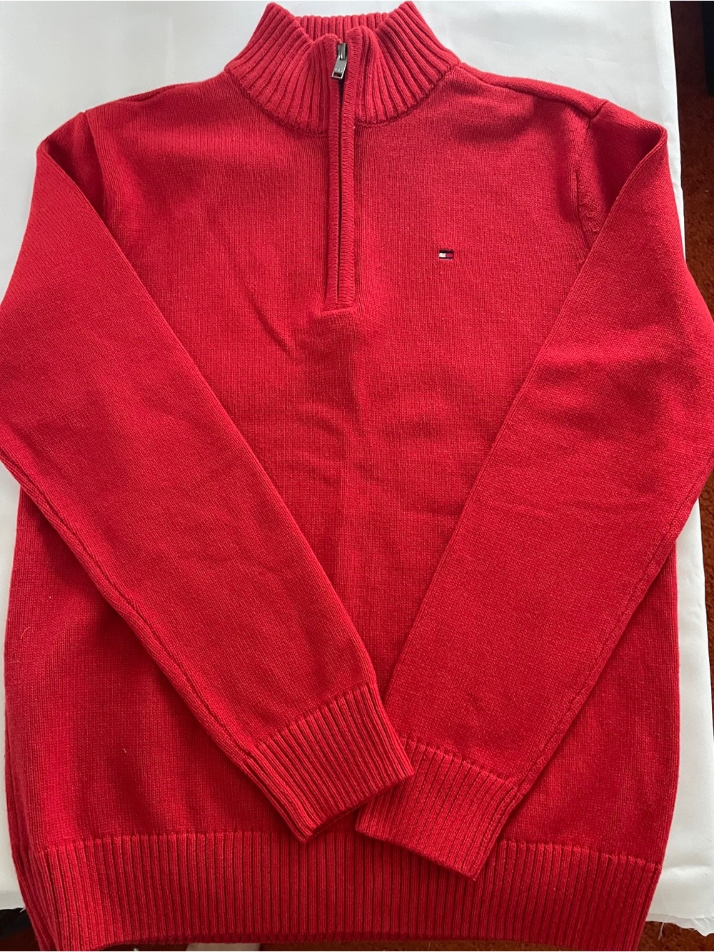 Tommy Hilfiger Men’s Red Quarter-Zip Sweater